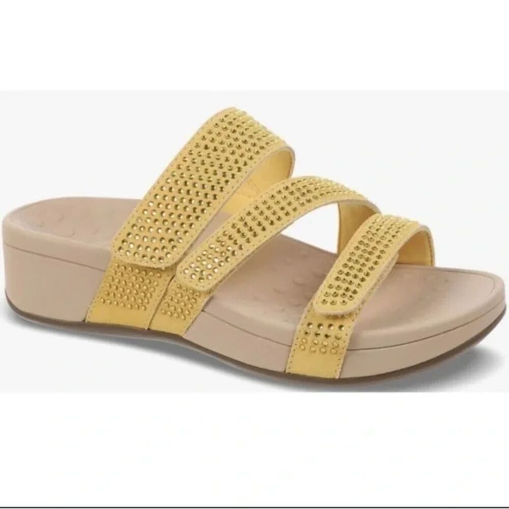 Vionic Pacific Alexis Platform Suede Sandal Women 9 Yellow Adjustable Orthopedic - Picture 7 of 8